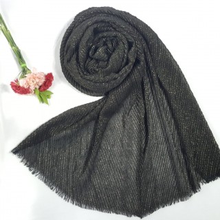 Designer Crinkled Cotton Mesh Sparkling  Women's Stole - Black